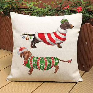 Christmas Festival Dachshund Cushion Pillow Cover 🐾