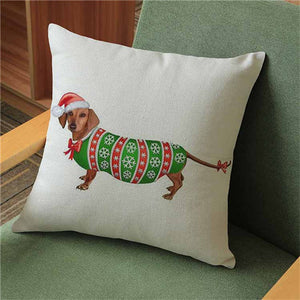 Christmas Festival Dachshund Cushion Pillow Cover 🐾