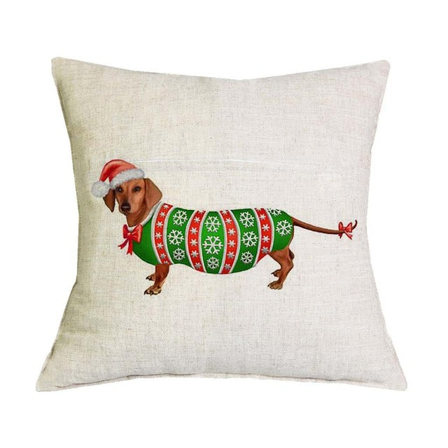 Christmas Dachshund Pillow Cover 🐾