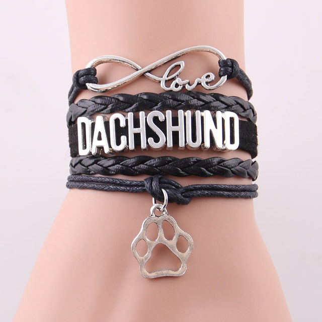 Charming Leather Dachshund Bracelets & Pendant Paw 🐾