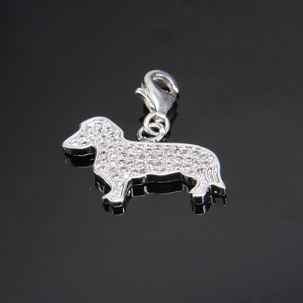 Fabulous Silver Zirconia-Pave Dachshund Charms 🐾