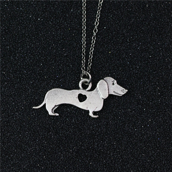 Petrified Antique Silver Dachshund Necklace and Charm 🐾