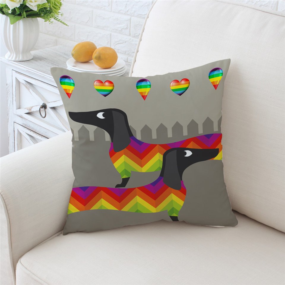 Dachshund Sausage Dog Rainbow Cushion Cover / Pillow Case 🐾